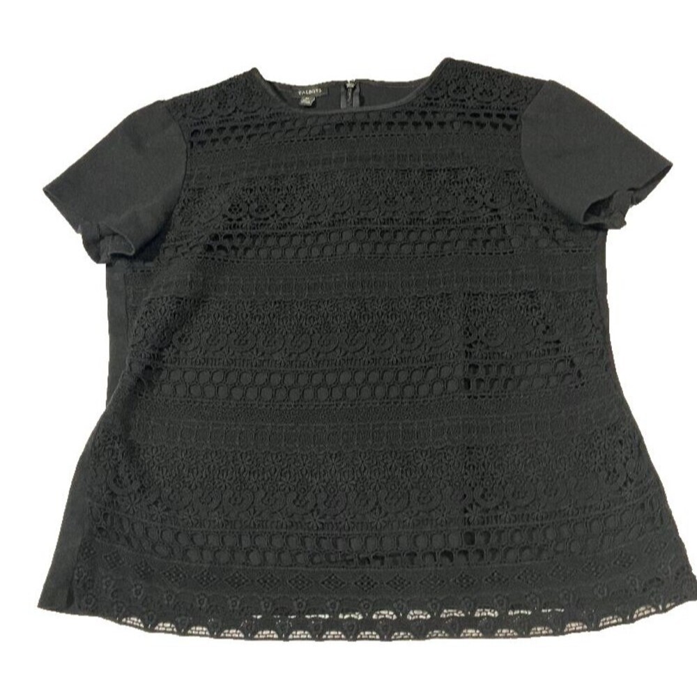 Talbots M Black Lace Open Weave Top Whimsigoth Goth Fairy Romantic Aesthetic